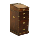 Victorian antique leather Davenport campaign desk with brass gallery.