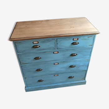 Blue patinated chest of drawers