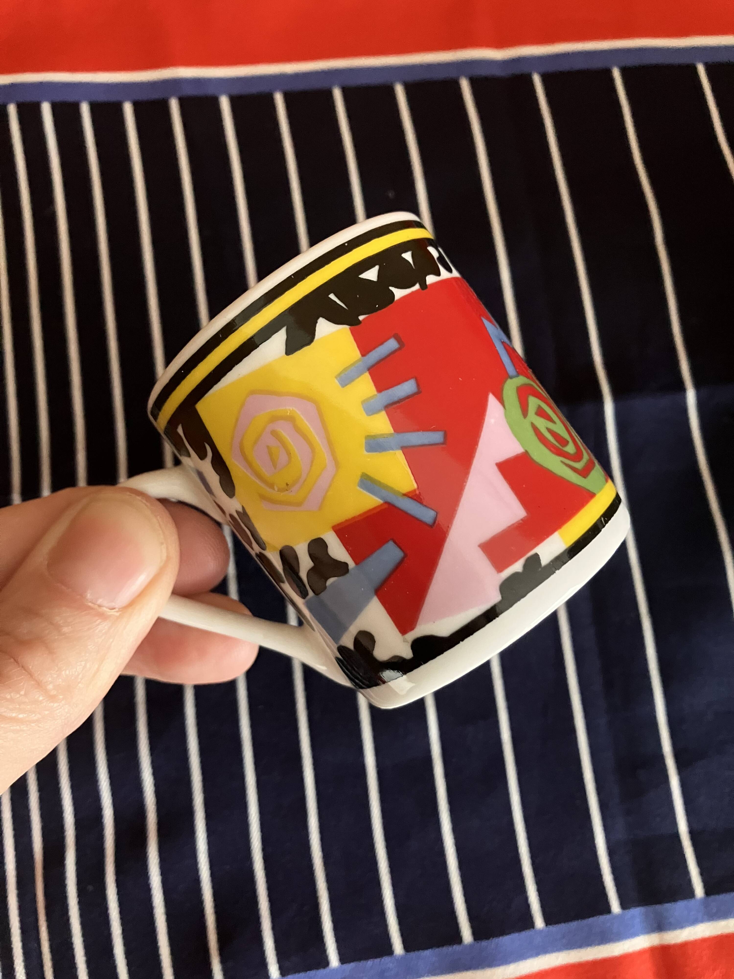 Set of 4 coffee cups memphis 80s fujimori kato kogei