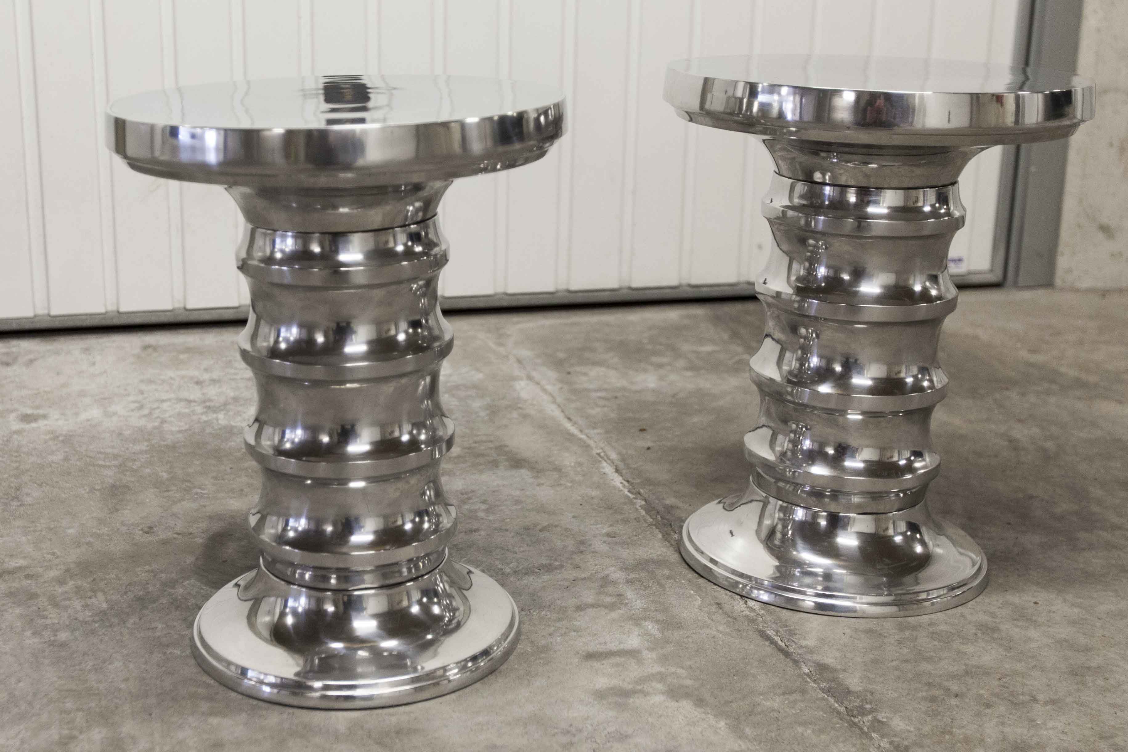 Paire de tabourets aluminium chromé Eichholtz 2000