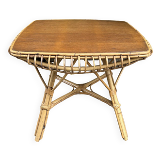 Table en rotin années 50