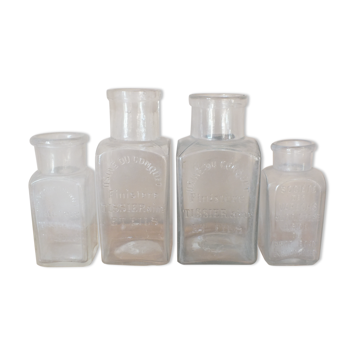 Set of 4 bottles with iode and ancient tissier le conquet seaweed