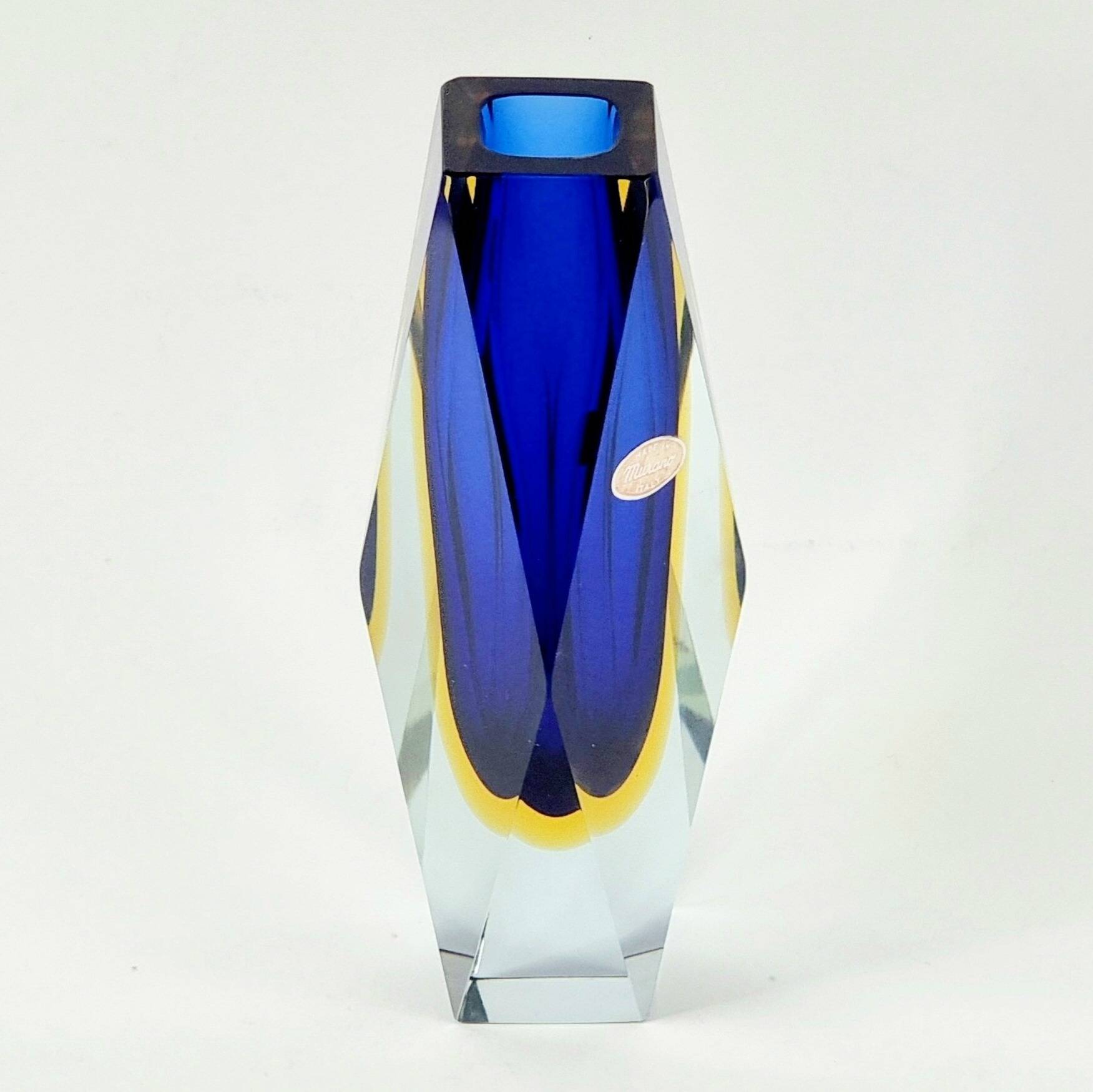 Vase en verre Murano Sommerso du milieu du siècle par F. Poli pour A. Mandruzzato, années 1970.