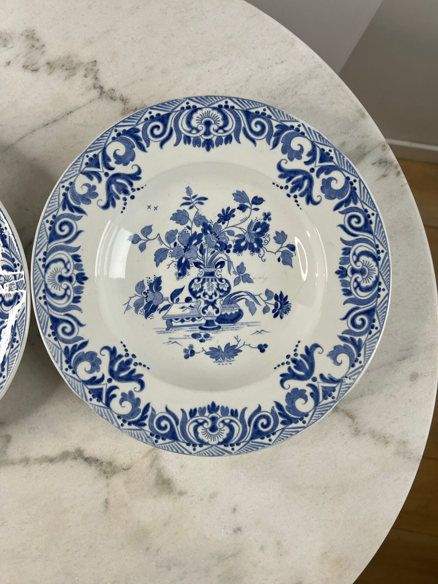 Assiette creuse ancienne Sarreguemines — Collection Shanghai lot de 2