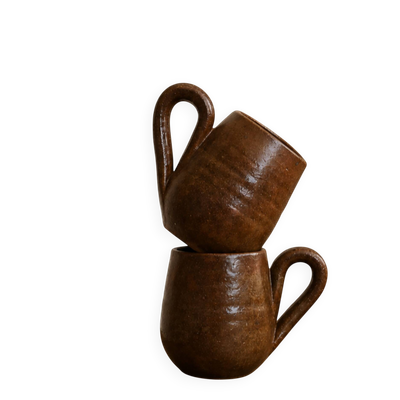 Paire de grands mugs en grès pyrité