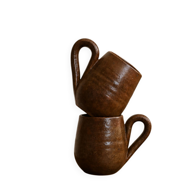 Paire de grands mugs en grès pyrité