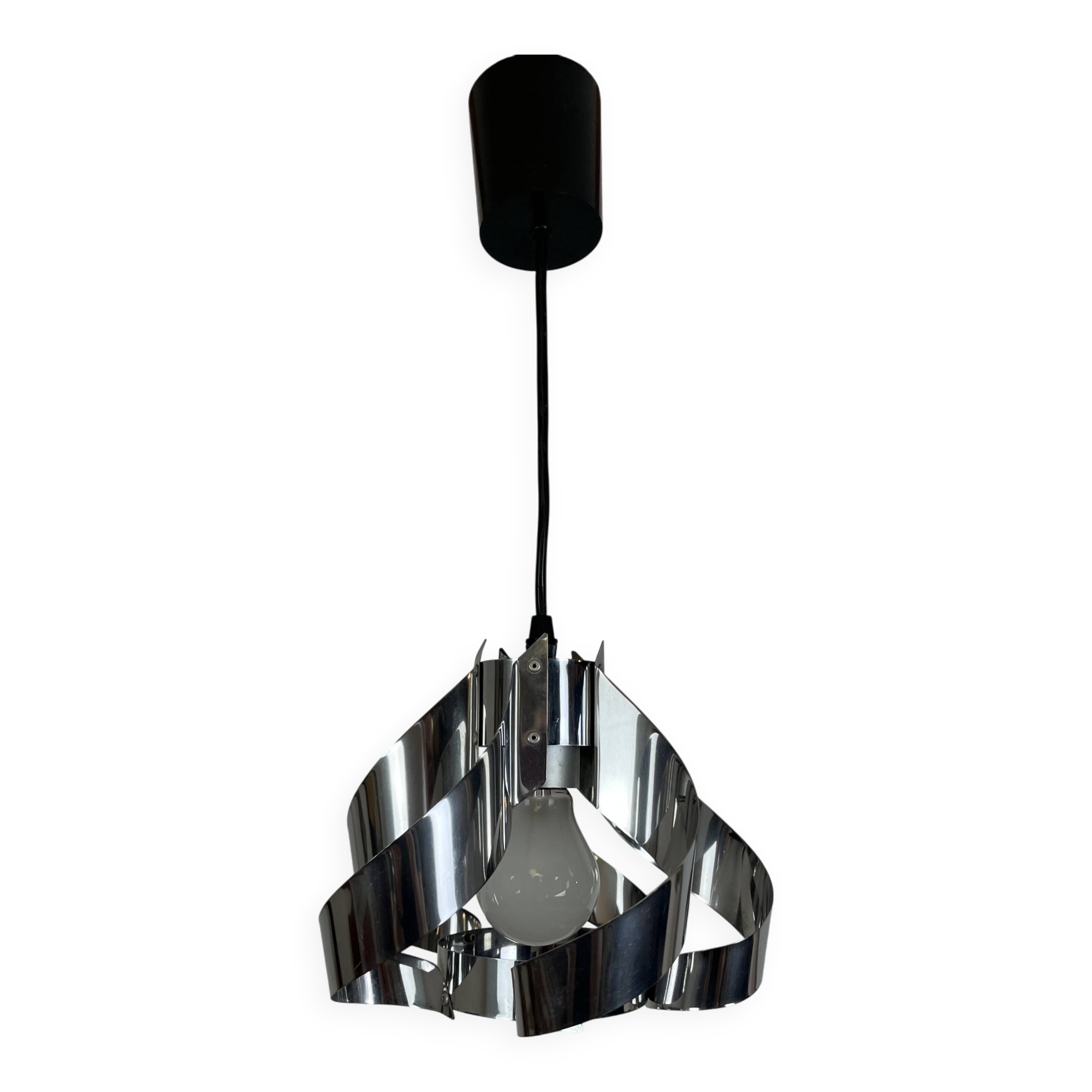 70s chrome spiral pendant light