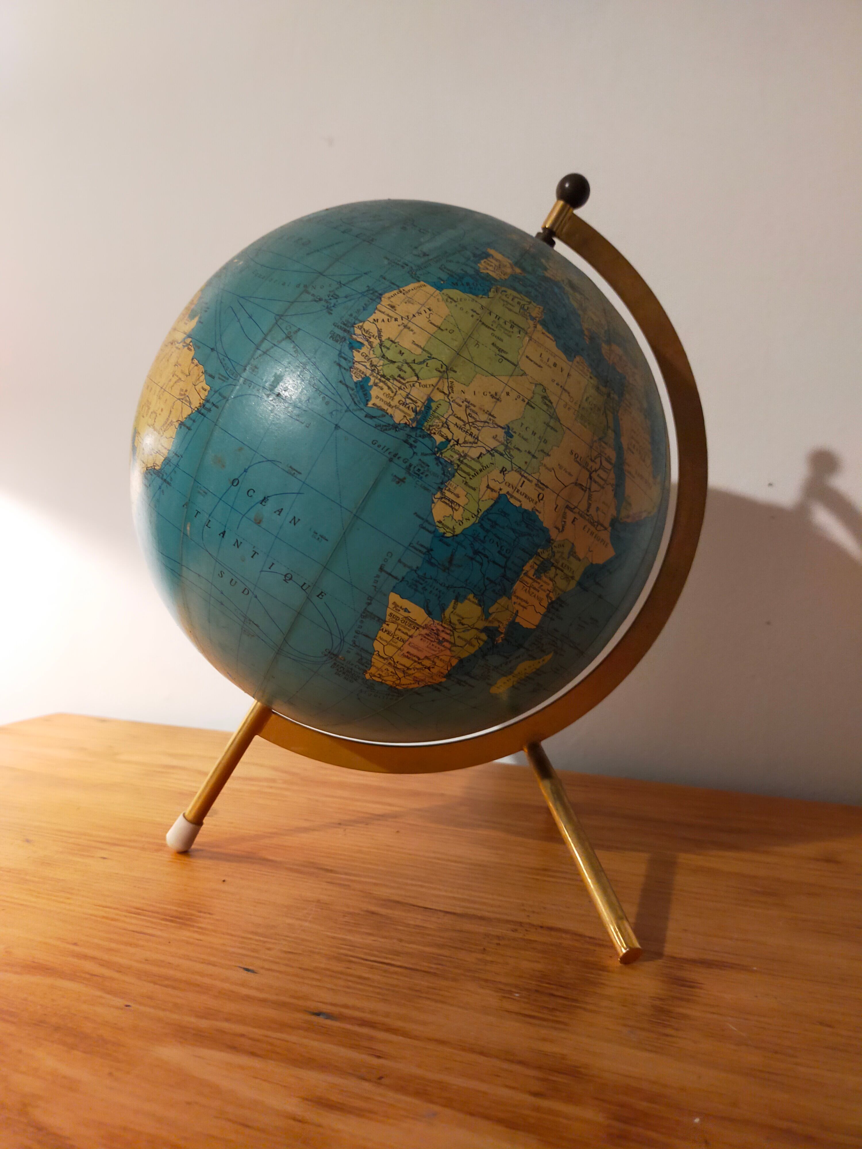 Vintage globe maps taride brass support 60s