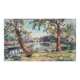 Hst painting "countryside landscape at the river" by pierre bonnerot (1891-1981)