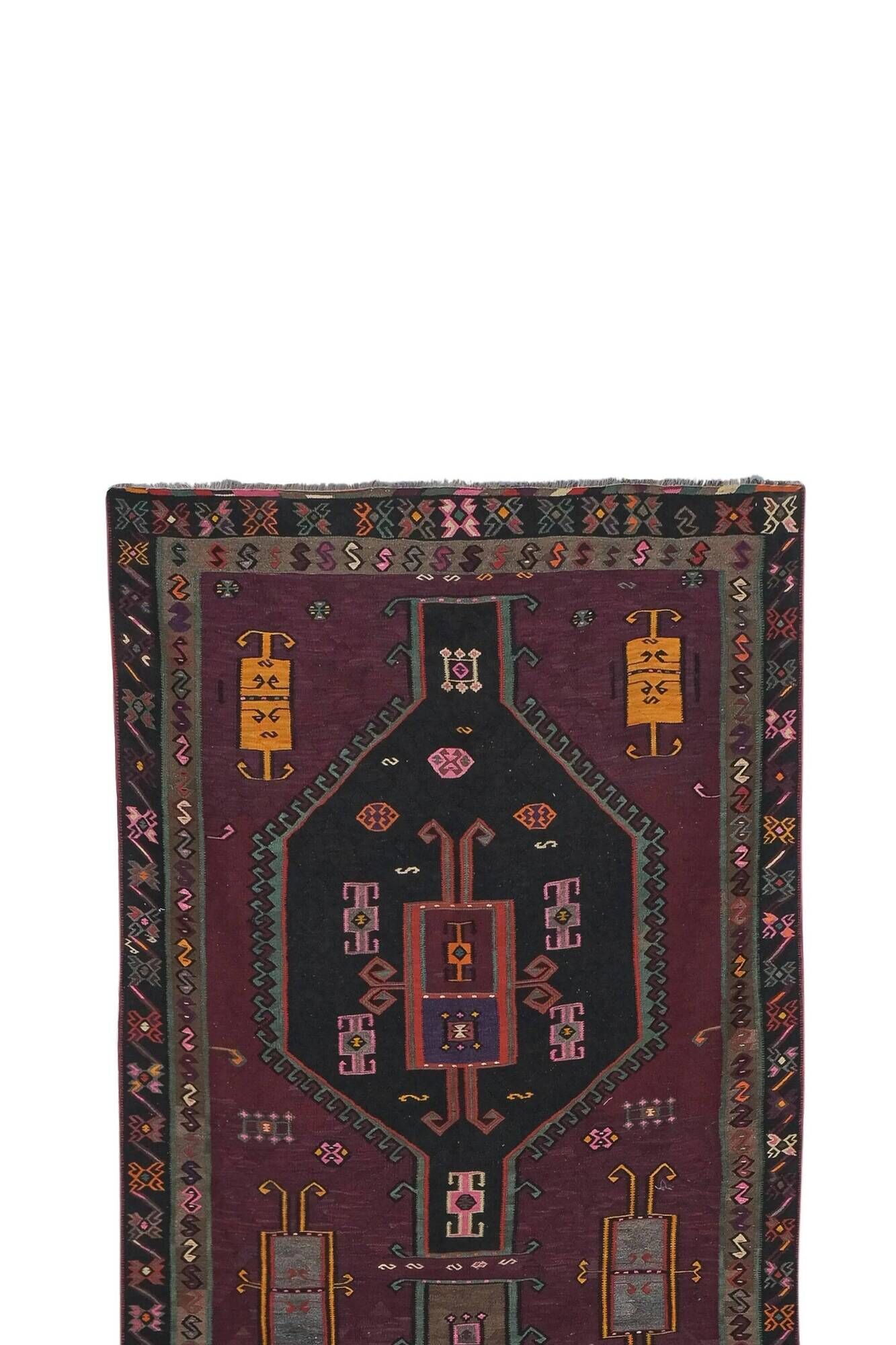 Vintage Turkish hallway carpet 190x570 cm