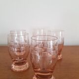 Set of 5 pink glasses