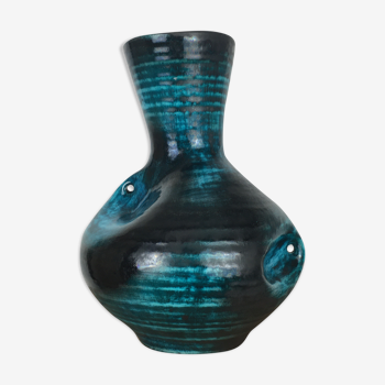 Vase Accolay céramique bleu, asymétrique