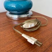 Lampe vintage en céramique craquelée émaillée bleu turquoise – base ch