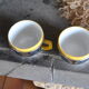 Series of 6 ceramic and stainless steel cups - 70s - Vintage