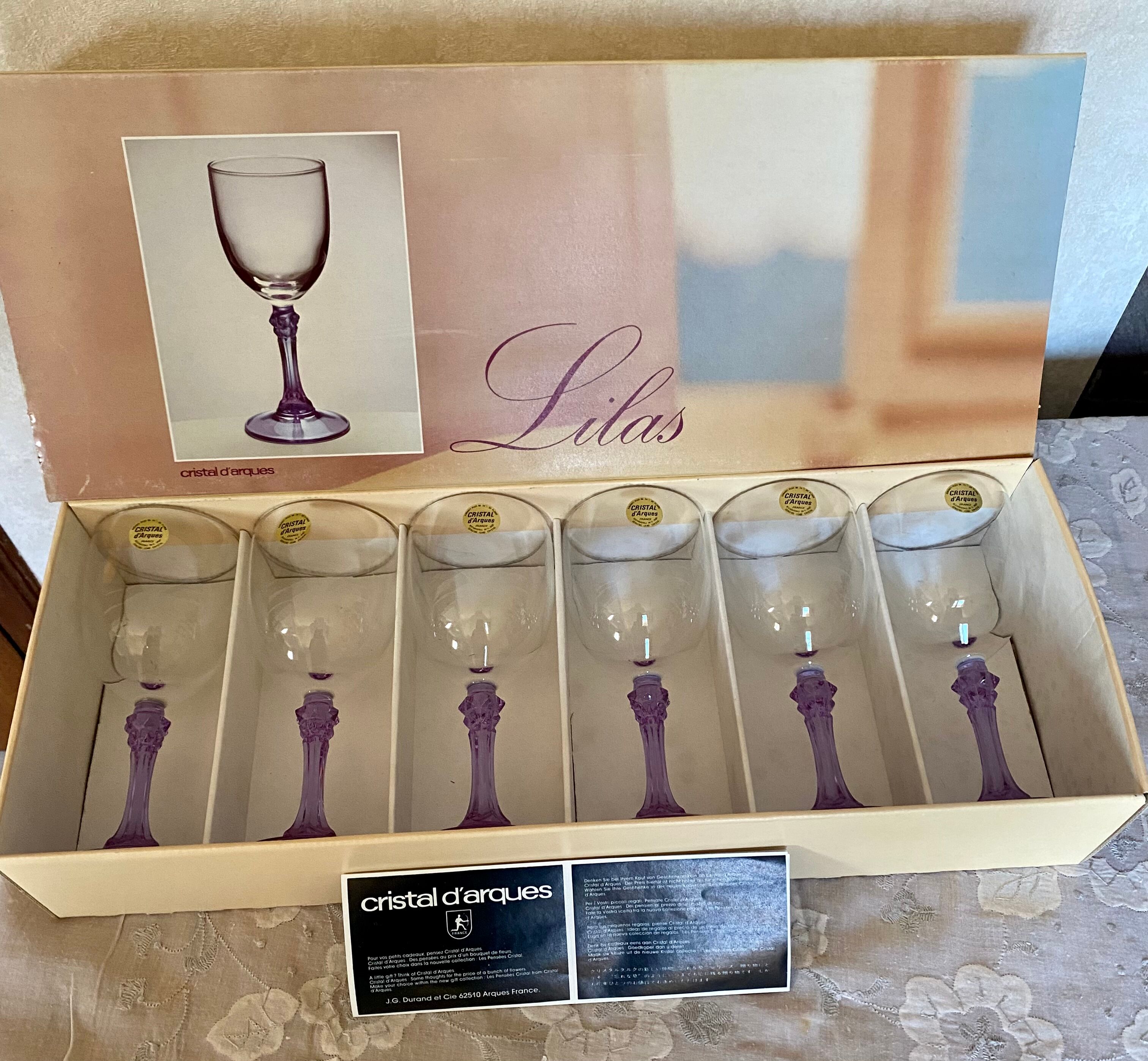 18 vintage Lilac series crystal glasses