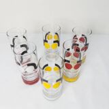 Set de 6 verres à eau 1970 sérigraphié