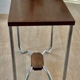 Art Deco pedestal table wood and chrome