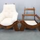 Pair of Brutalist oak armchairs, Czechoslovakia, 1970s