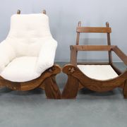 Pair of Brutalist oak armchairs, Czechoslovakia, 1970s