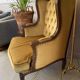 Shepherdess armchair velvet yellow mustard padded vintage