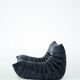 Togo set of chair and pouf in black shiny velvet