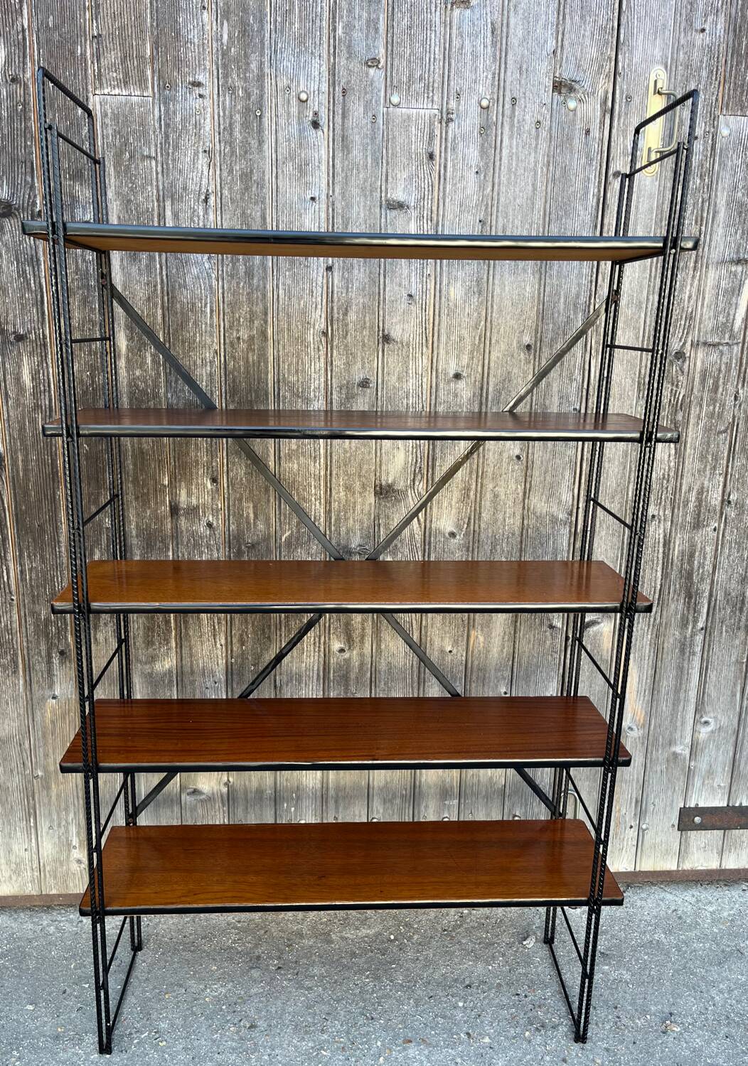 String wood and metal shelf