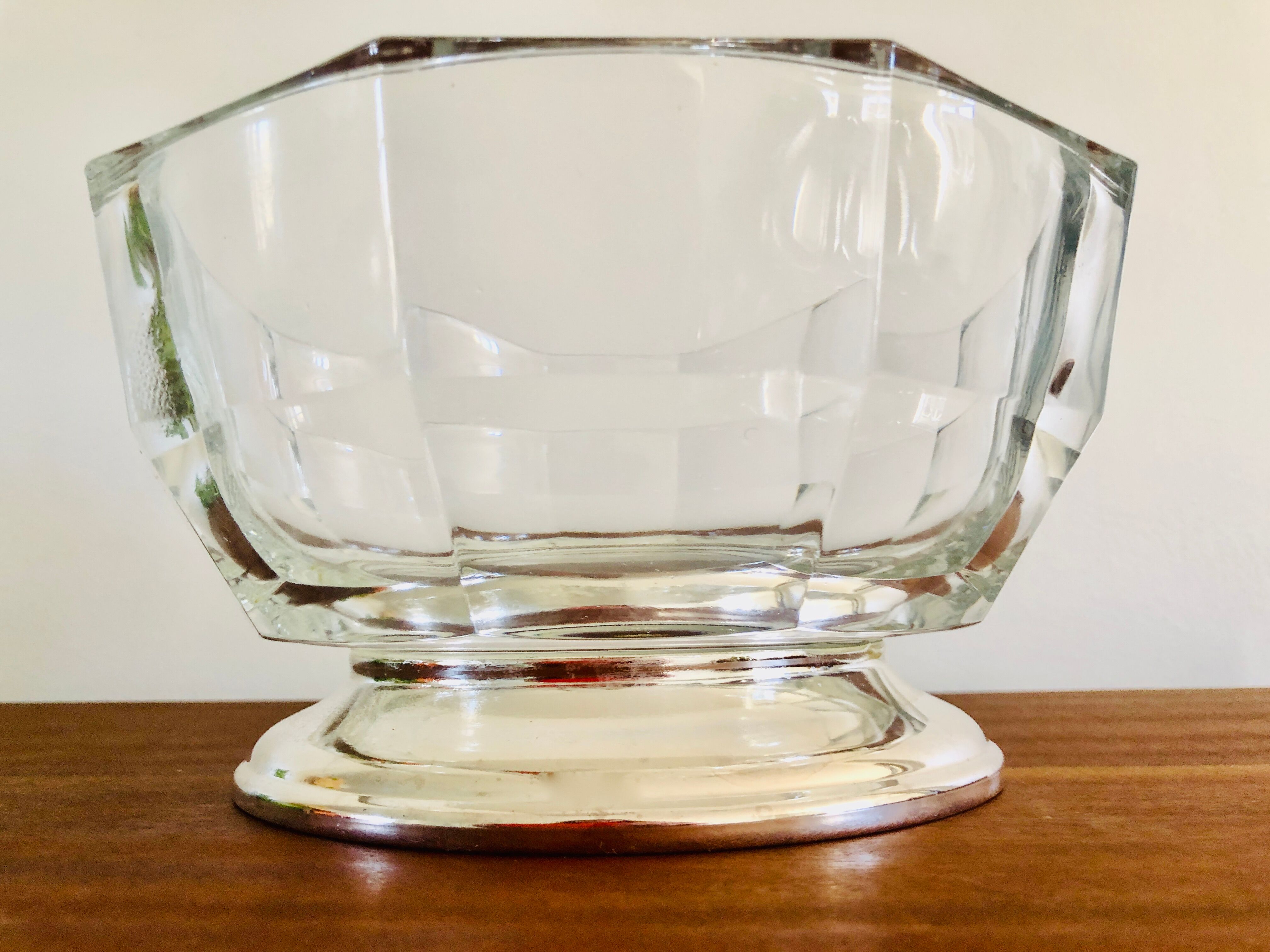 Italian salad bowl crystal silver 1970