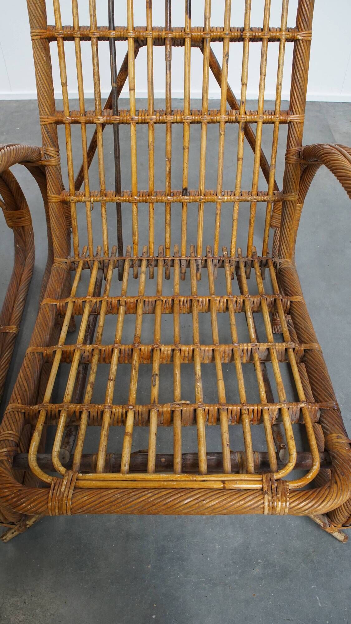 Set of 2 French Rattan Vintage Design Armchairs from the 1950s