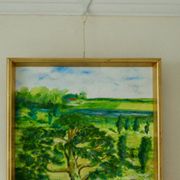 Huile sur panneau vintage originale – « Arbre sur paysage » Jan