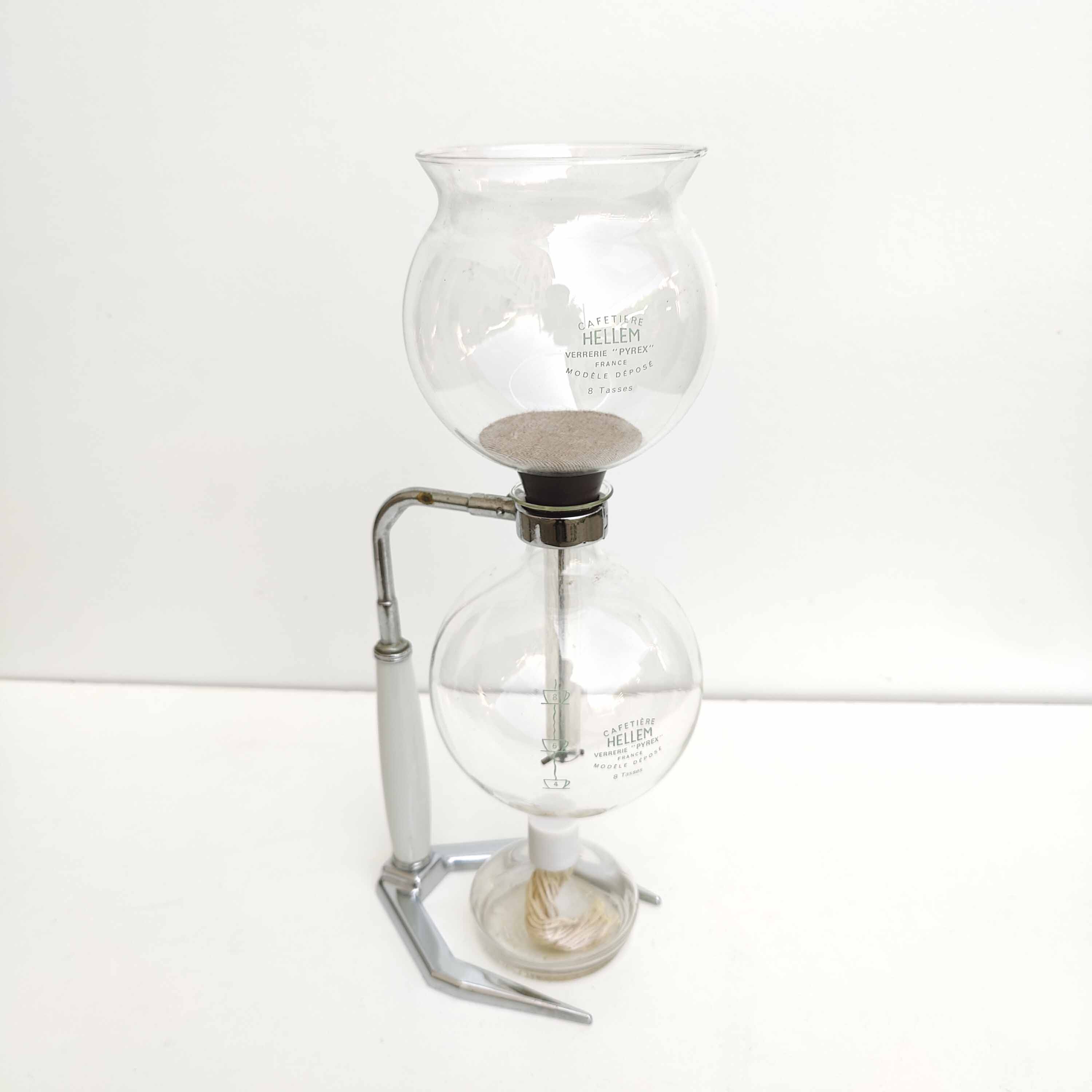 Hellem coffee maker 8 cups, pyrex glass, 50s