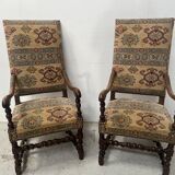 Set of four Louis XIII style high-back armchairs, 20th century.