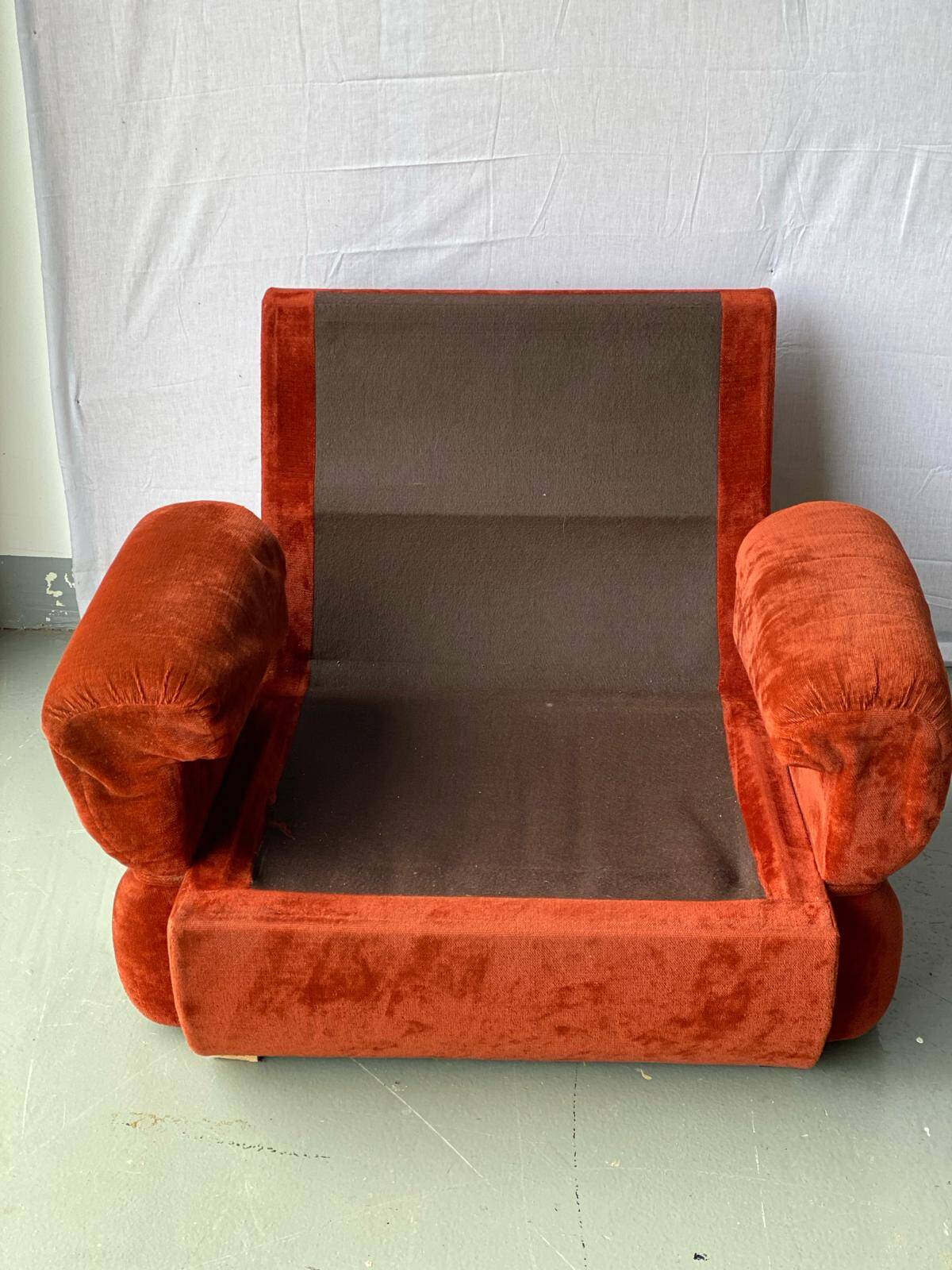 Vintage burgundy red velvet armchair