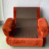 Vintage burgundy red velvet armchair