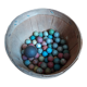 70 terracotta balls and a metal calot