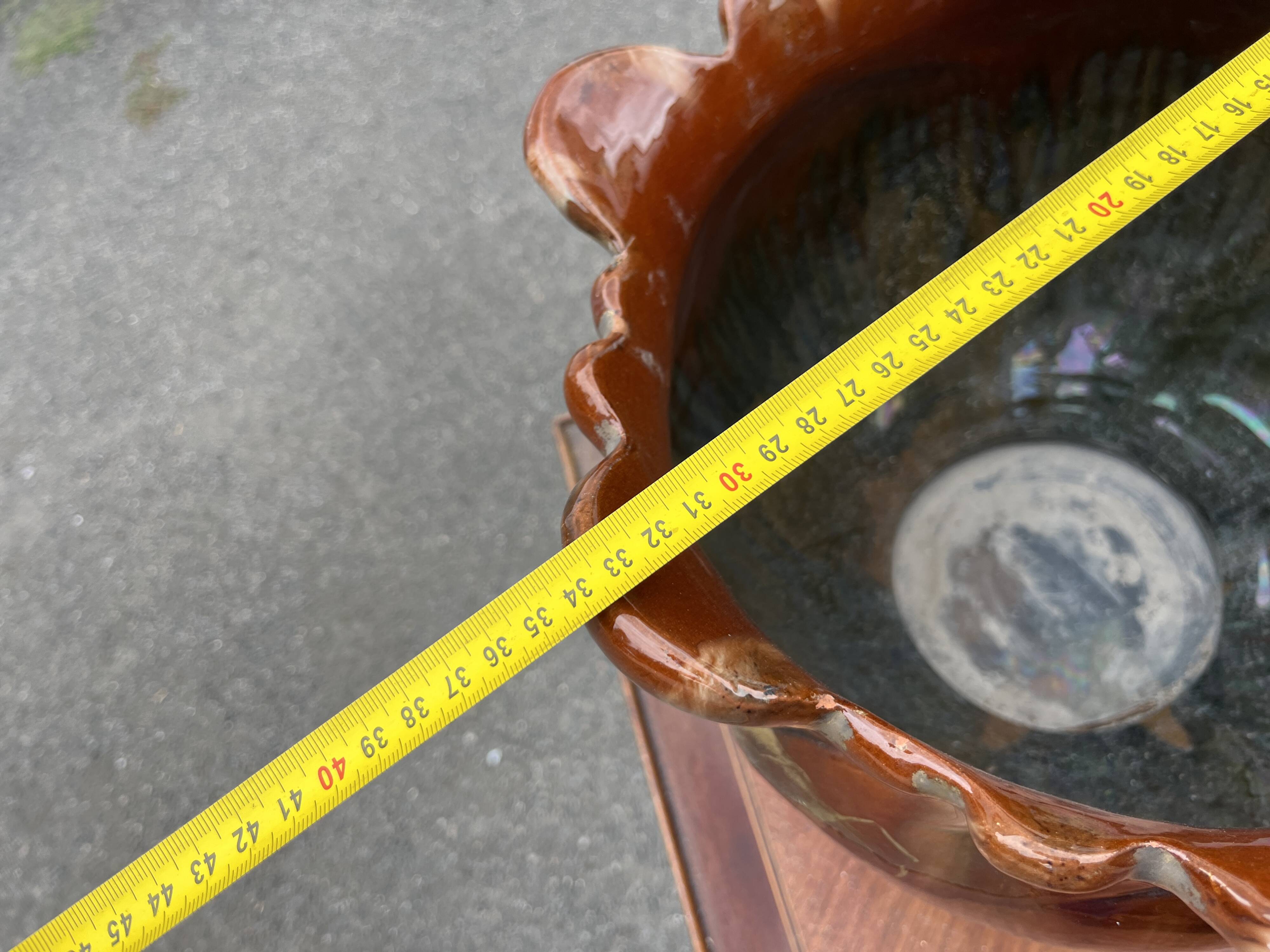 Flamed ceramic planter – in the style of Massier