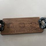 Vintage wooden and ceramic tray