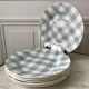Lot de 5 assiettes plates digoin sarreguemines modèle "écossais" vichy bleu ciel années 40-50