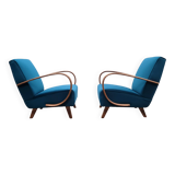 1930 Jindrich Halabala Bentwood Armchair in Teal Velvet