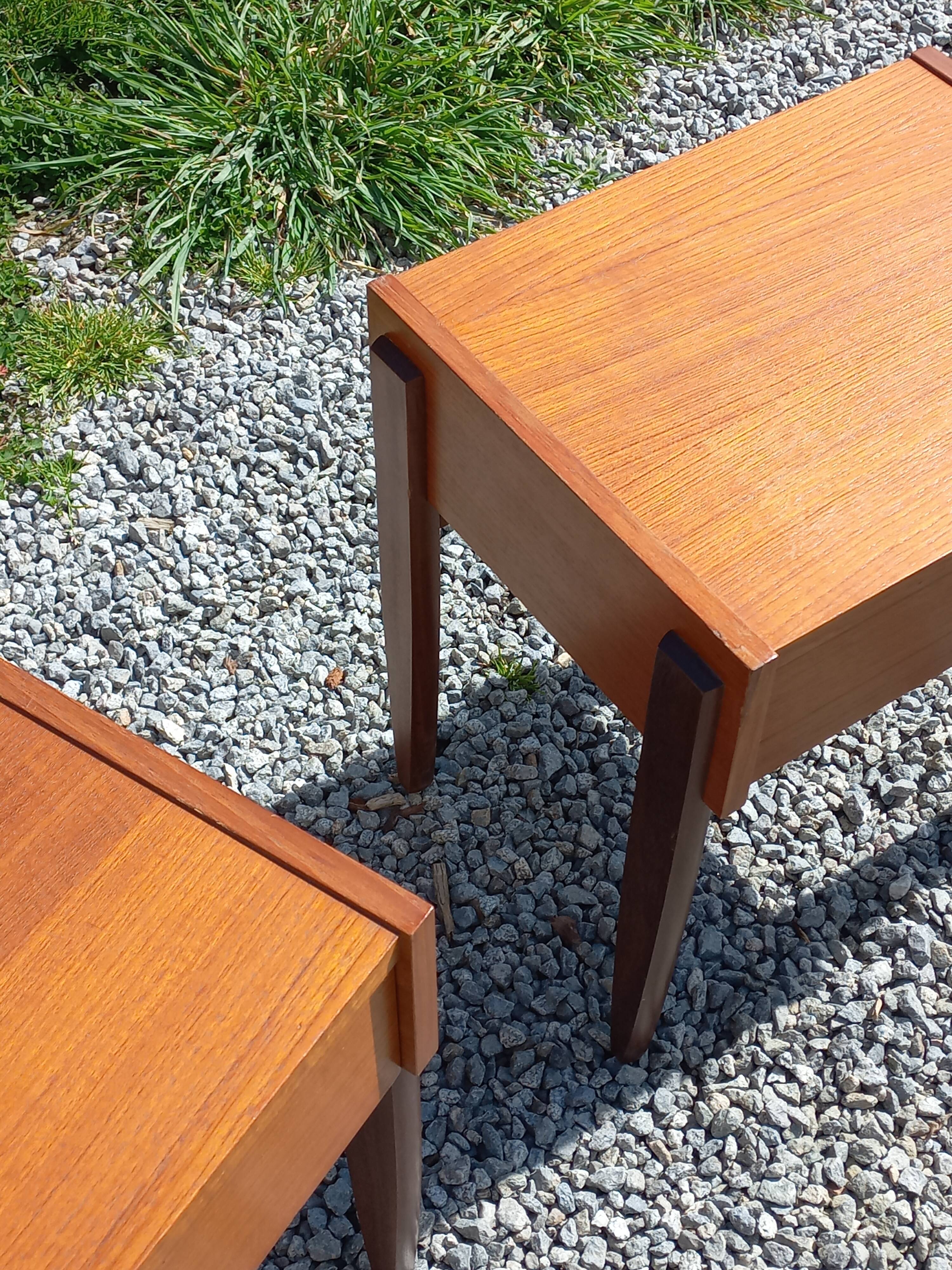 Pair of Scandinavian-style teak bedside tables from the 1970s.