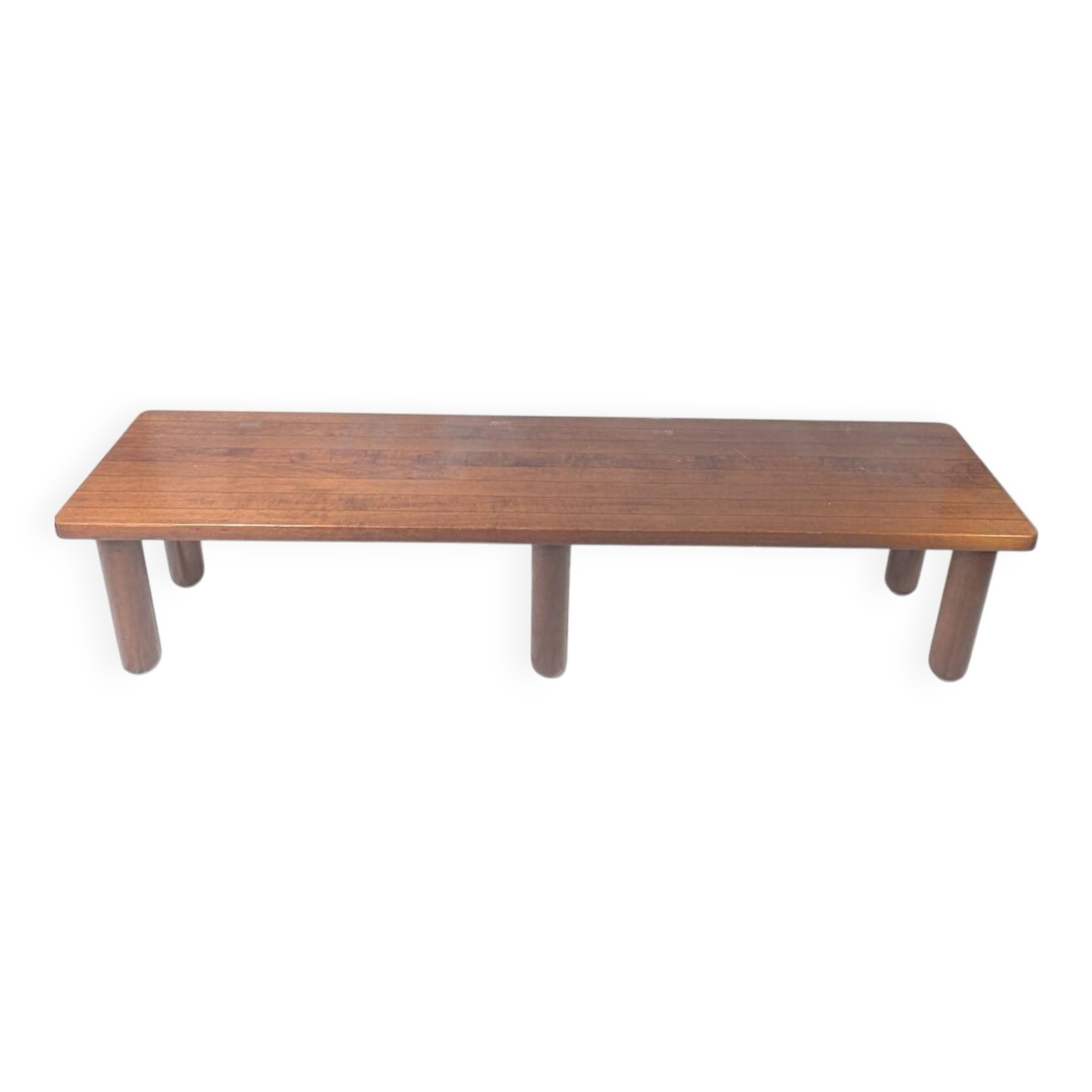 Italian Japandi walnut and ebony Bench, 60s
