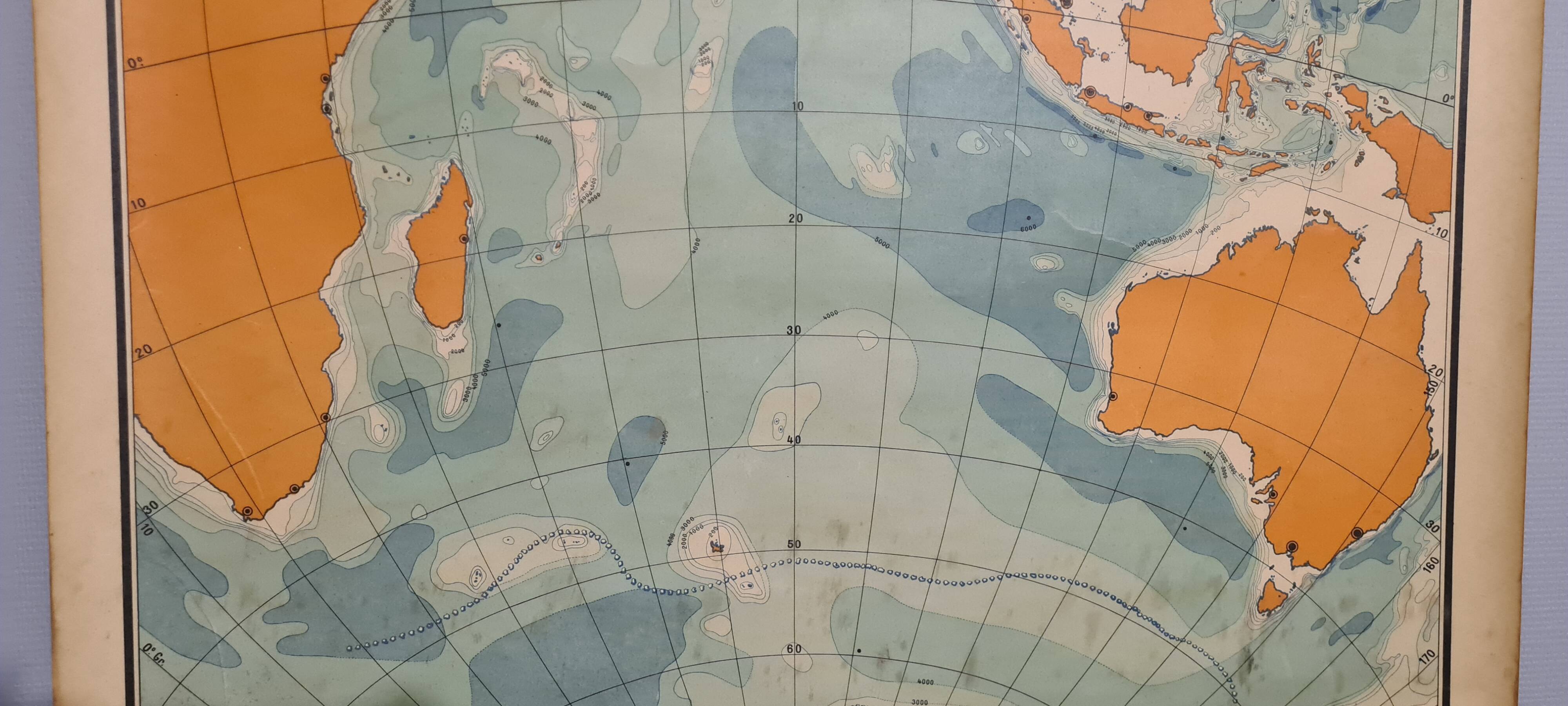 Vintage large format school map - Indian Ocean