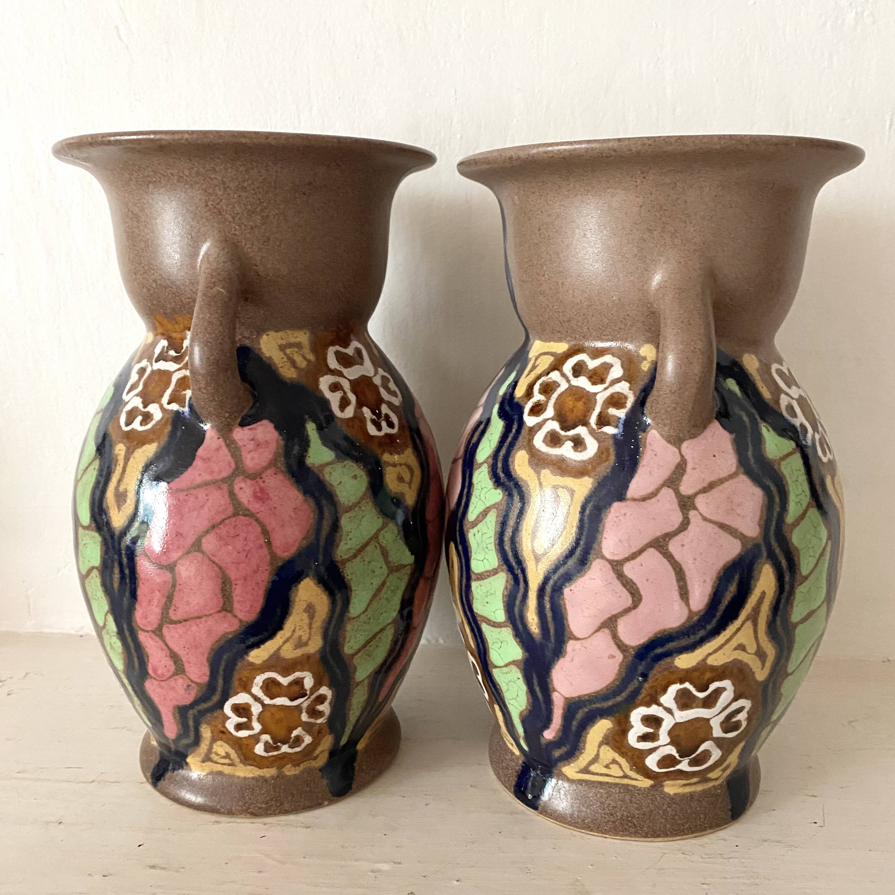 Pair of Carl Gebauer Germany vases, ceramic, 1930s