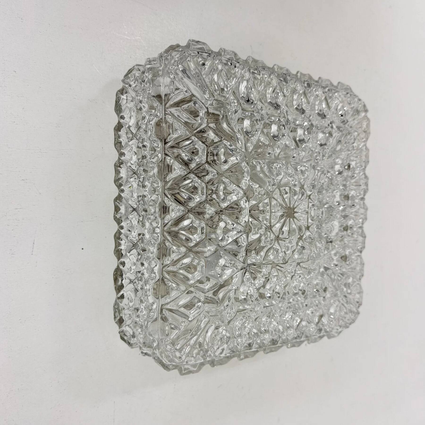 Mid-century crystal wall light / ceiling light by Limburg Glashütte, 1970s Germany
