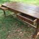 Table de ferme de cuisine en chêne et châtaignier XVIIIe avec deux tiroirs 196/87-78h
