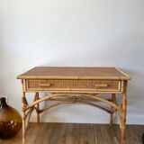 Rattan desk and canework 50s