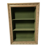 Vintage wall shelf with moulded gold frame – 74 × 106 cm