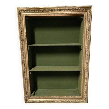 Vintage wall shelf with moulded gold frame – 74 × 106 cm