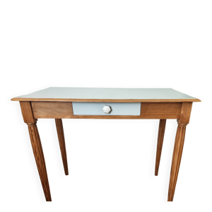 Petit Bureau Bois Bleu, - pieds