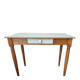 Small Blue Wooden Desk, Grooved Legs