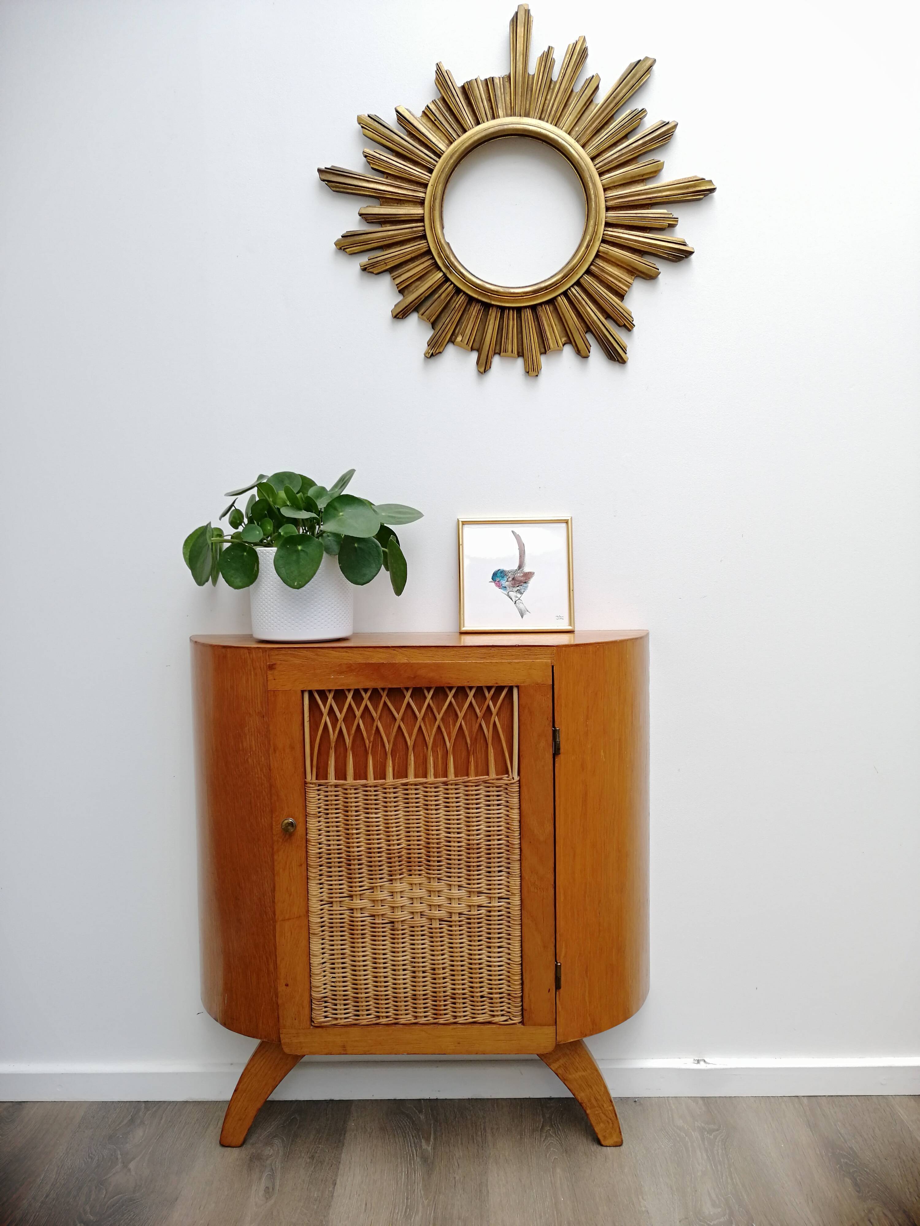 Wooden and rattan buffet